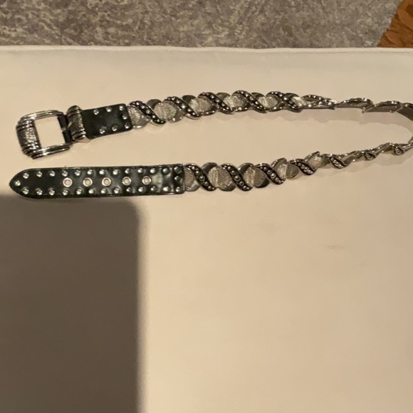 Leather and silver black belt in size 32 - Picture 11 of 11